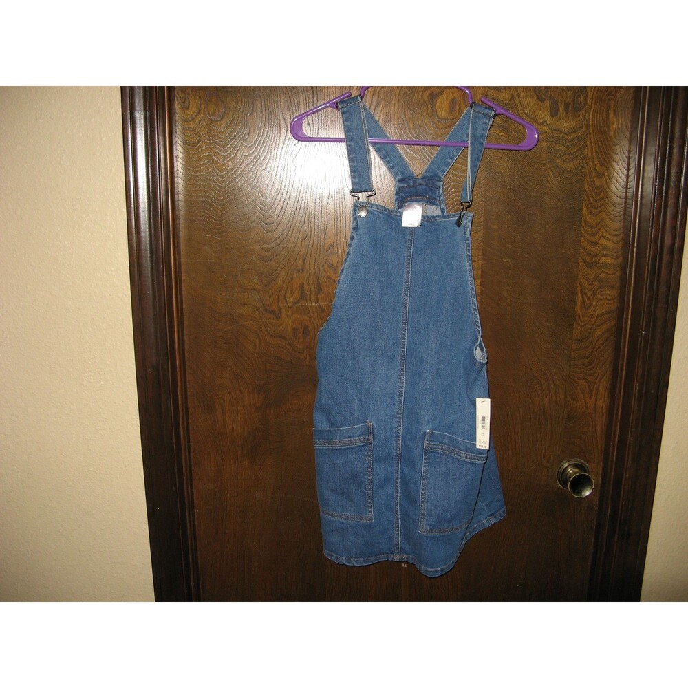 No Boundaries Bib Overall Dress Size S Blue Denim Jumper Pockets Boho Nobo NWT